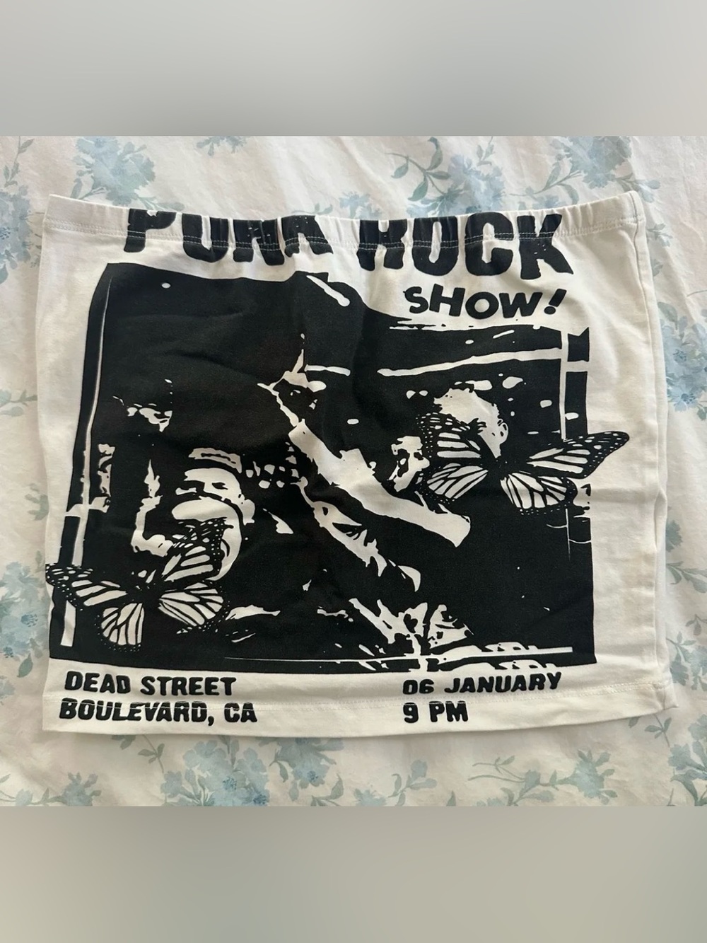Black & White Graphic Punk Rock Tube Top - Princess Polly